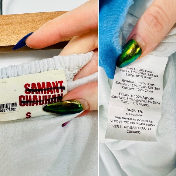 Samant Chauhan Ombre Maxi Dress White Blue Strapless Ruffle Anthropologie S - Picture 6 of 10